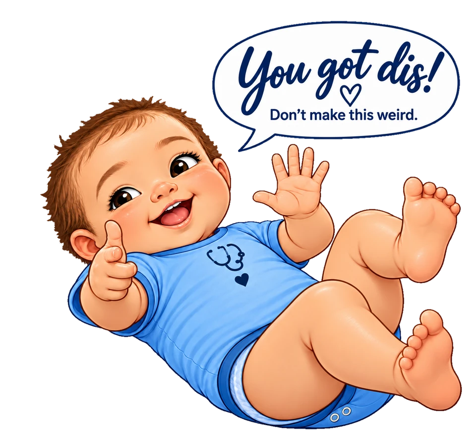 Smiling baby saying You got dis! — Don’t make this weird.